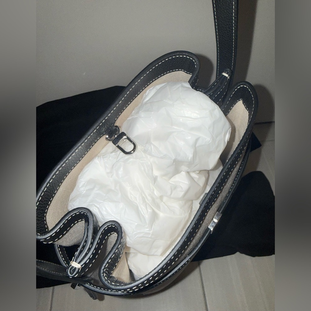 Toteme Belted Backed Bag, Canvas Black Leather - Picture 16 of 17